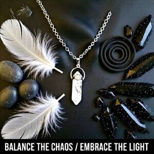 Terminated Point Crystal Quartz Pendant w. 20" Chain - Focus Meditations